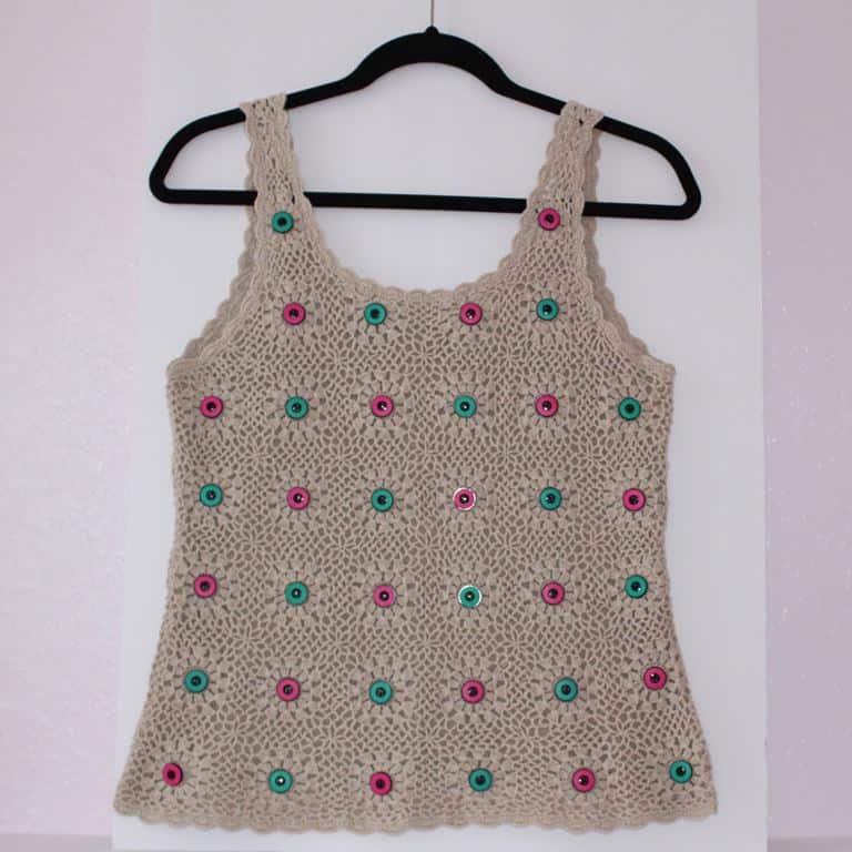 Crochet top with button decor