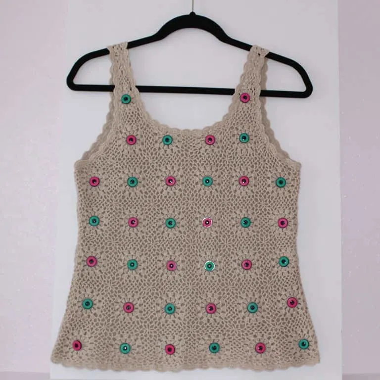 Crochet top with button decor