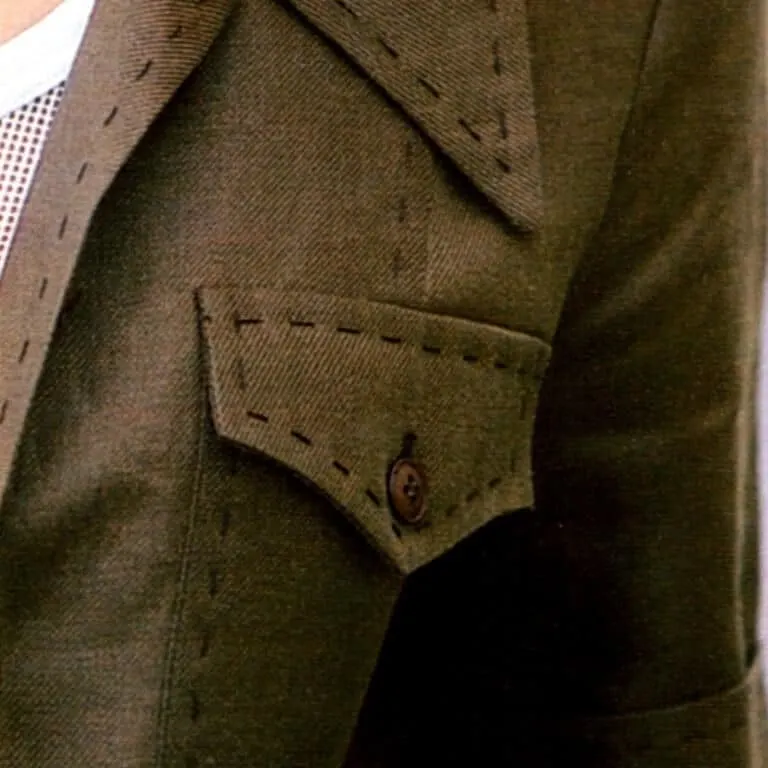 Jacket decorated with a running stitch