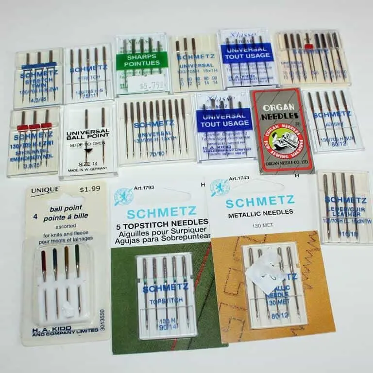 Sewing machine needles of all types and sizes