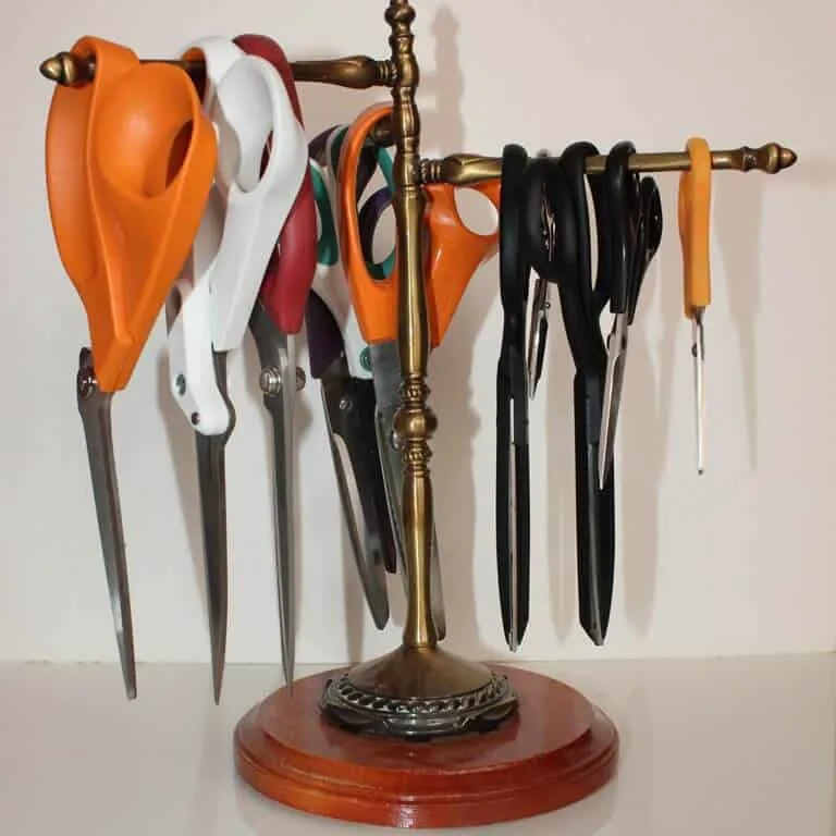 Sewing scissors are very special tools. There are many different types and brands. I have a rather large collection of scissors on display.