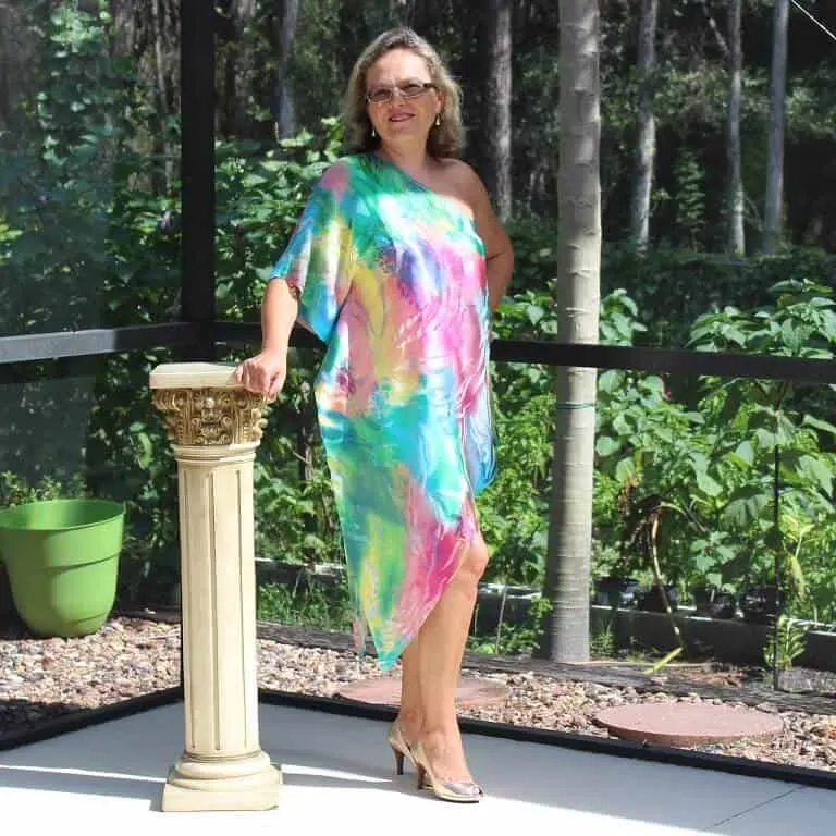 I am modeling the silk dress made by me 10