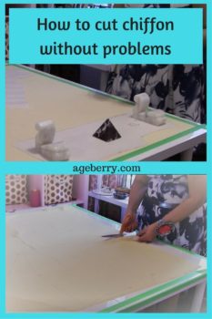 How to cut chiffon, slippery fabric, sewing with silk, sewing tips, sewing techniques, learn to sew, sewing chiffon, sewing basics, how to sew chiffon.