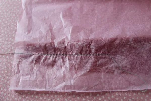 sewing silk with tissue paper