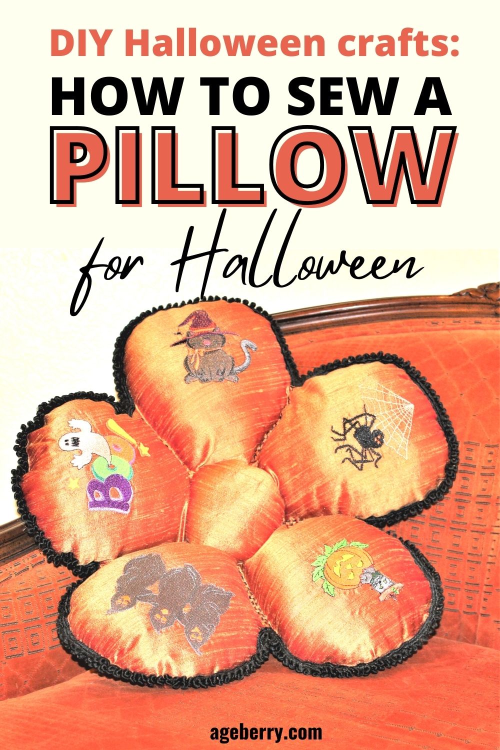 DIY Halloween crafts how to sew a pillow for Halloween