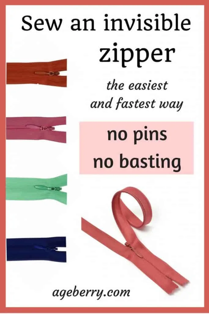 This is a sewing tutorial on how to install an invisible zipper using Wonder tape double sided adhesive tape and an invisible zipper foot on a sewing machine #sewing #sewingtutorial #sewingzipper