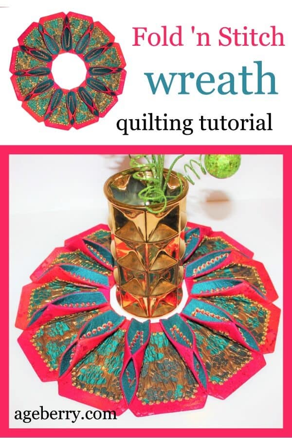 Fold'nStitch wreath quilting tutorial pin for Pinterest