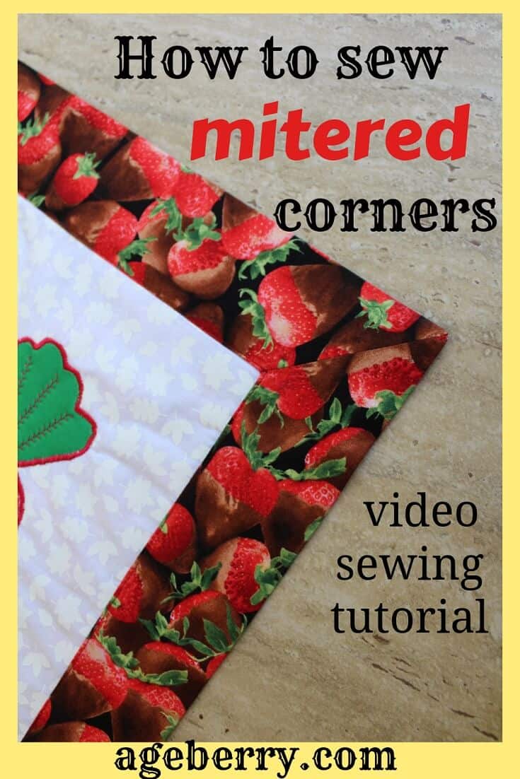 How to sew mitered corners pin for Pinterest