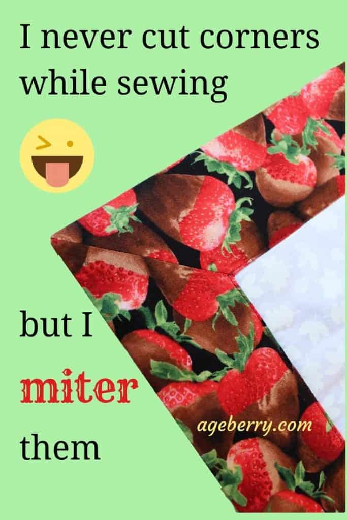 How to miter a corner sewing pin for Pinterest
