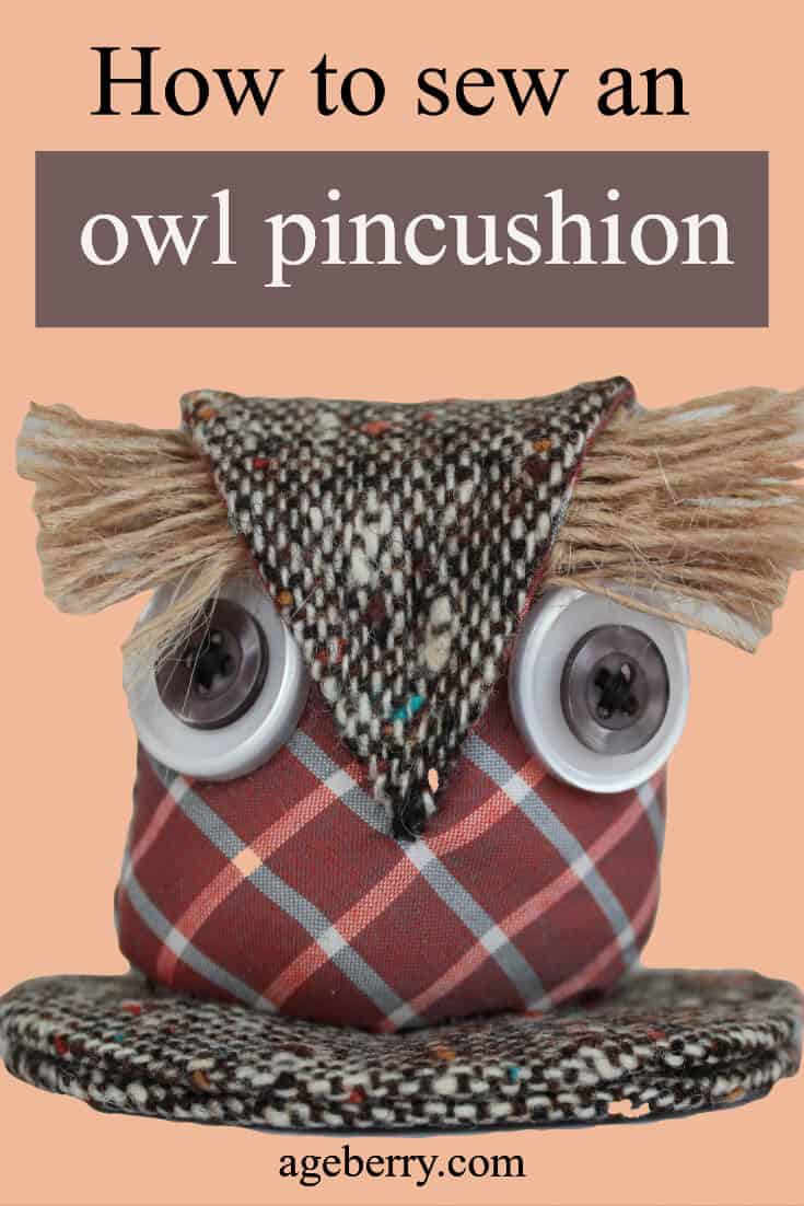 Owl pincushion tutorial and free pattern pin for Pinterest
