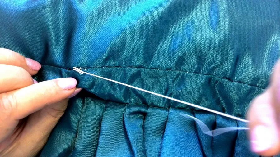 sewing a hem in silk fabric