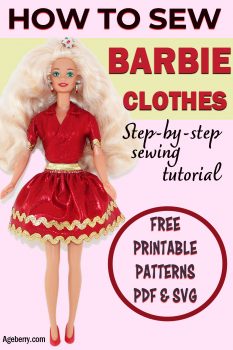 DIY Barbie clothes patterns free printable PDF and SVG