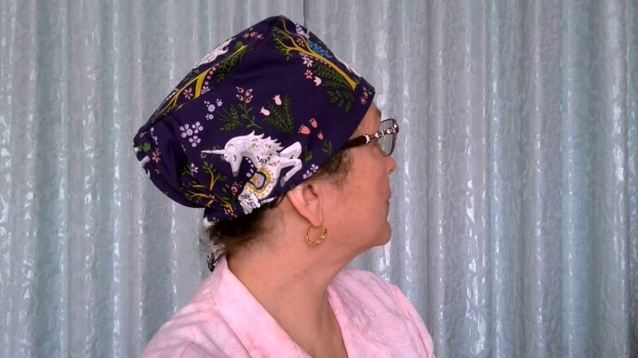 Scrub Hat- Bouffant Cap - Doctors Cap - Tie Back Scrub Cap- Surgical Scrub  Cap-Bouffant Head Cover- Scrub Cap -Women's- Love