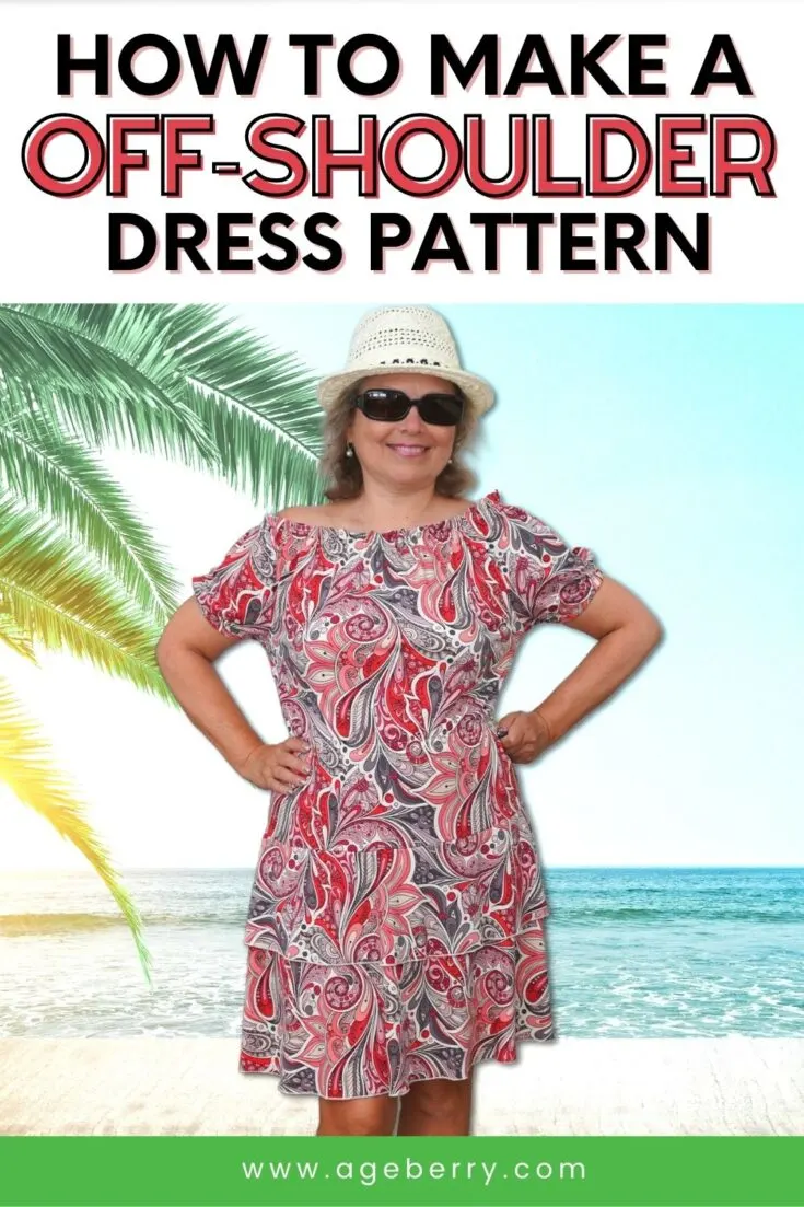DIY off-shoulder dress pattern free sewing tutorial