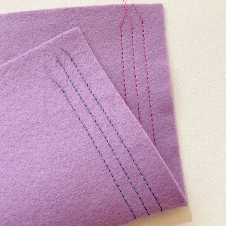 photo showing correct sewing machine tension on felt