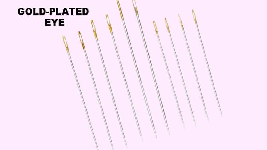 Hand sewing needles with Gold plated eyes