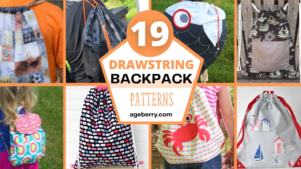 Black/Orange Reversible Sports Lightweight Drawstring Backpack/Tote Bag 