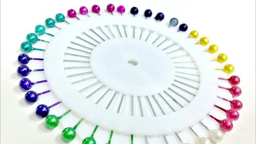 Colored Needles Pins Sewing On White Stock Photo 253264126