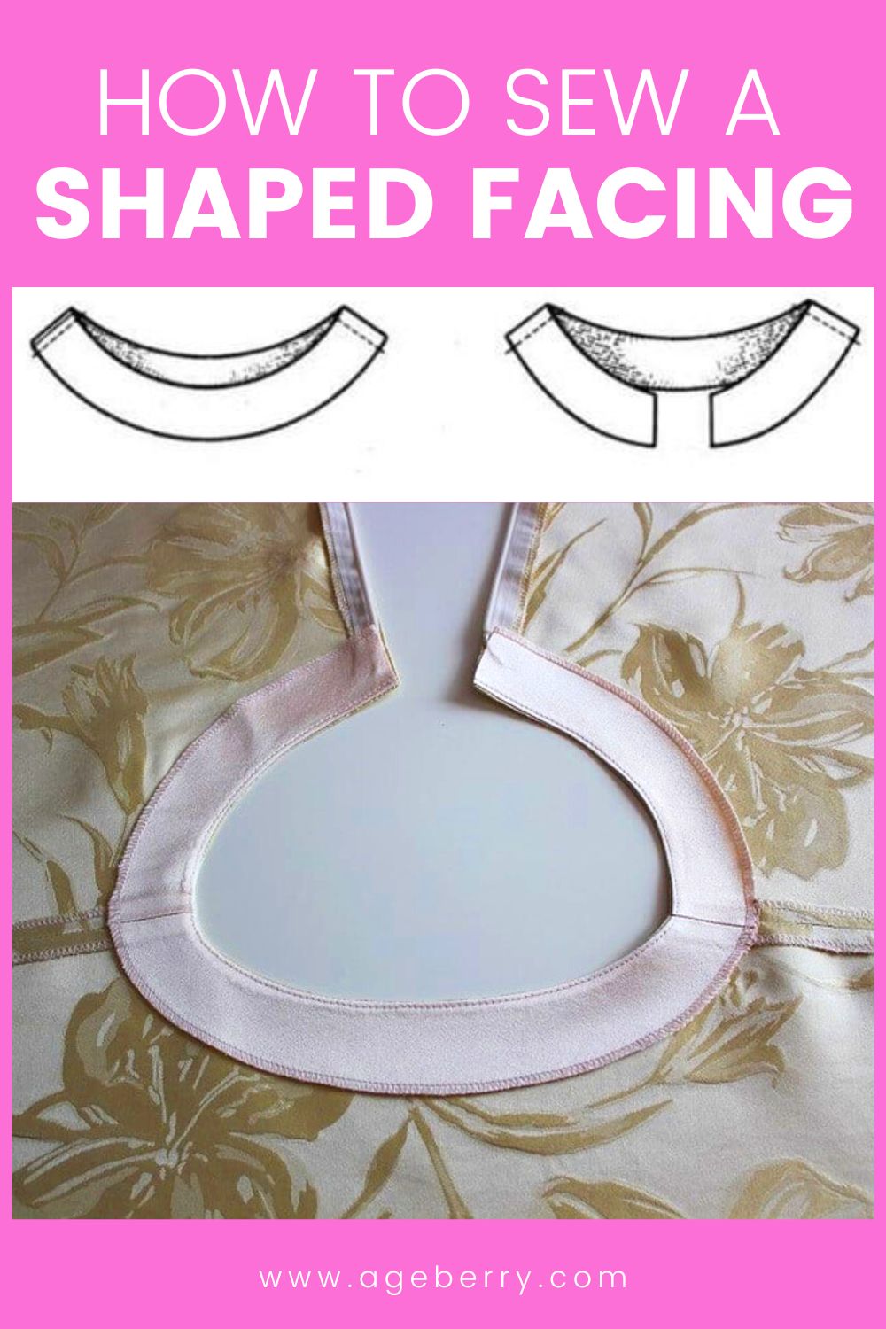 tutorial on how to sew facing to a curved neckline