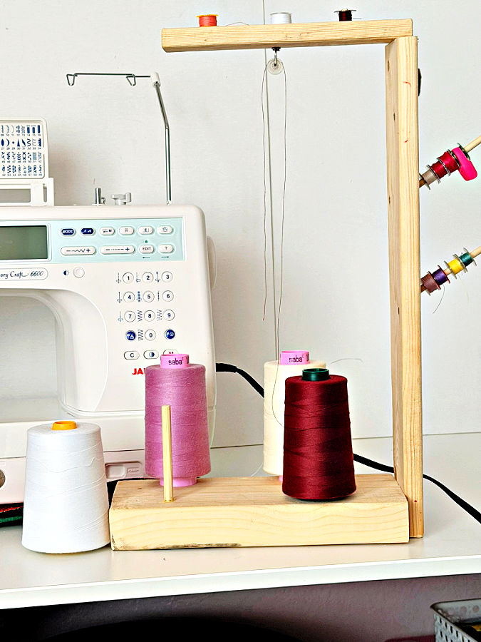 DIY thread stand made from wood