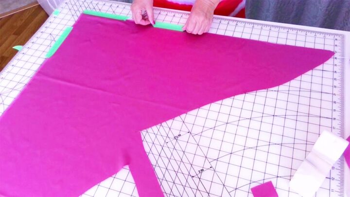 securing the fabric for cutting on the bias with painter's tape