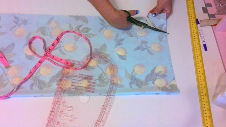cutting the fabric for armholes for the maxi dress