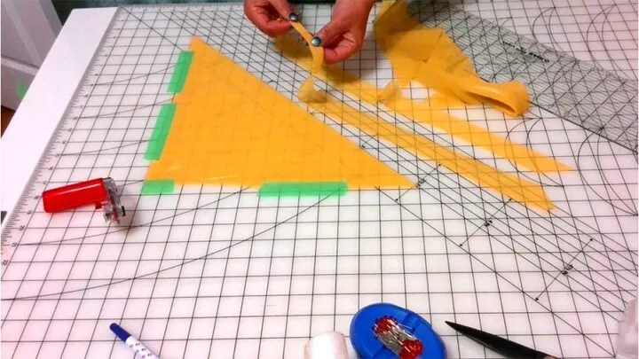 cutting bias strips for a summer dress 