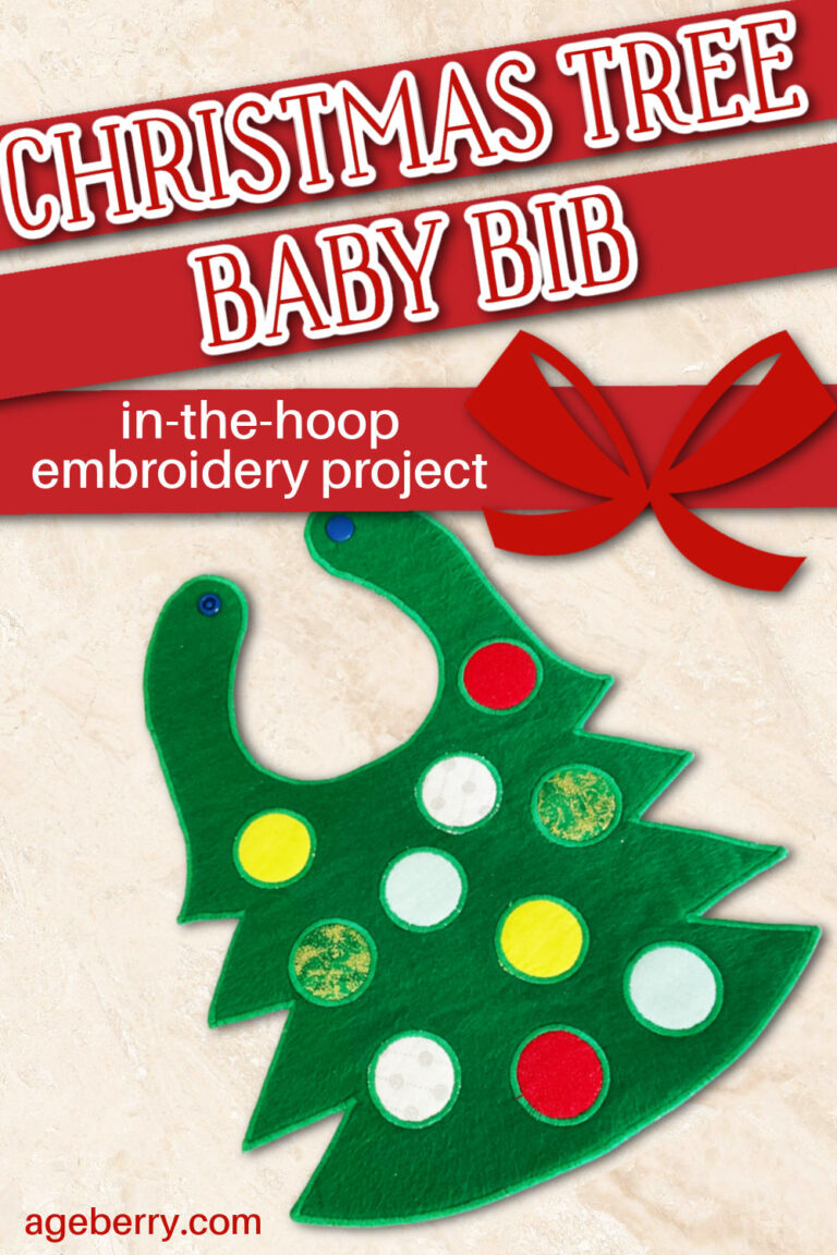 In The Hoop Embroidery Project: Fabric Christmas Tree Baby Bib