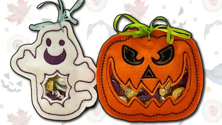 In the hoop embroidery designs: Halloween Treat bags