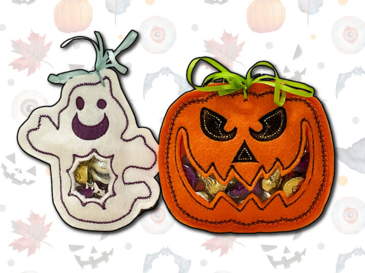 In the hoop embroidery designs: Halloween Treat bags