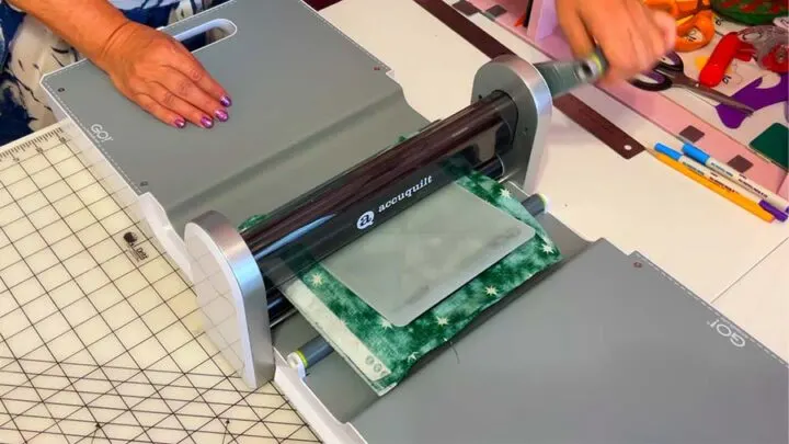 cutting fabric with accuquilt go fabric cutter