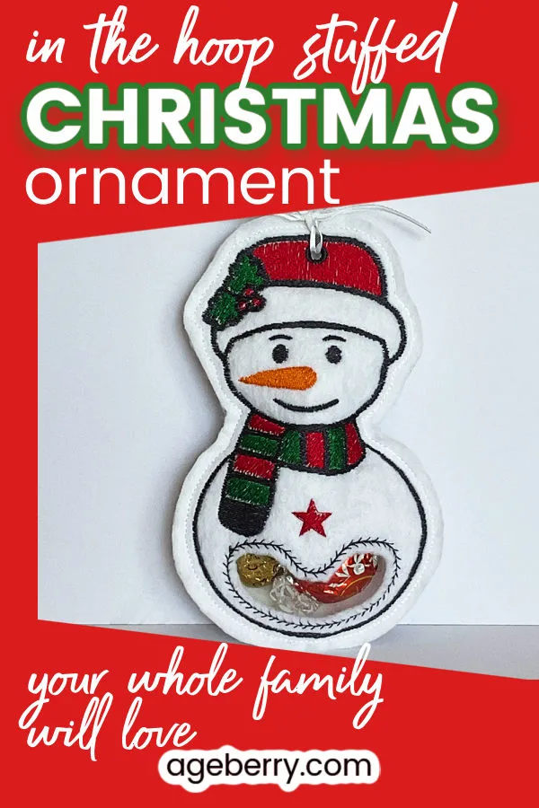 in the hoop embroidery snowman stuffed Christmas ornament