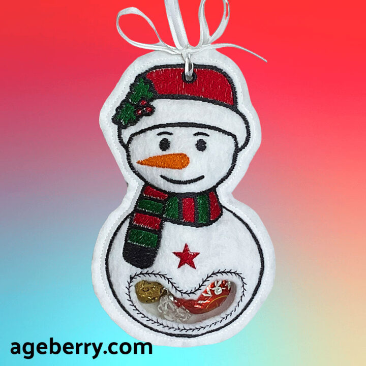 in the hoop embroidery snowman Christmas ornament