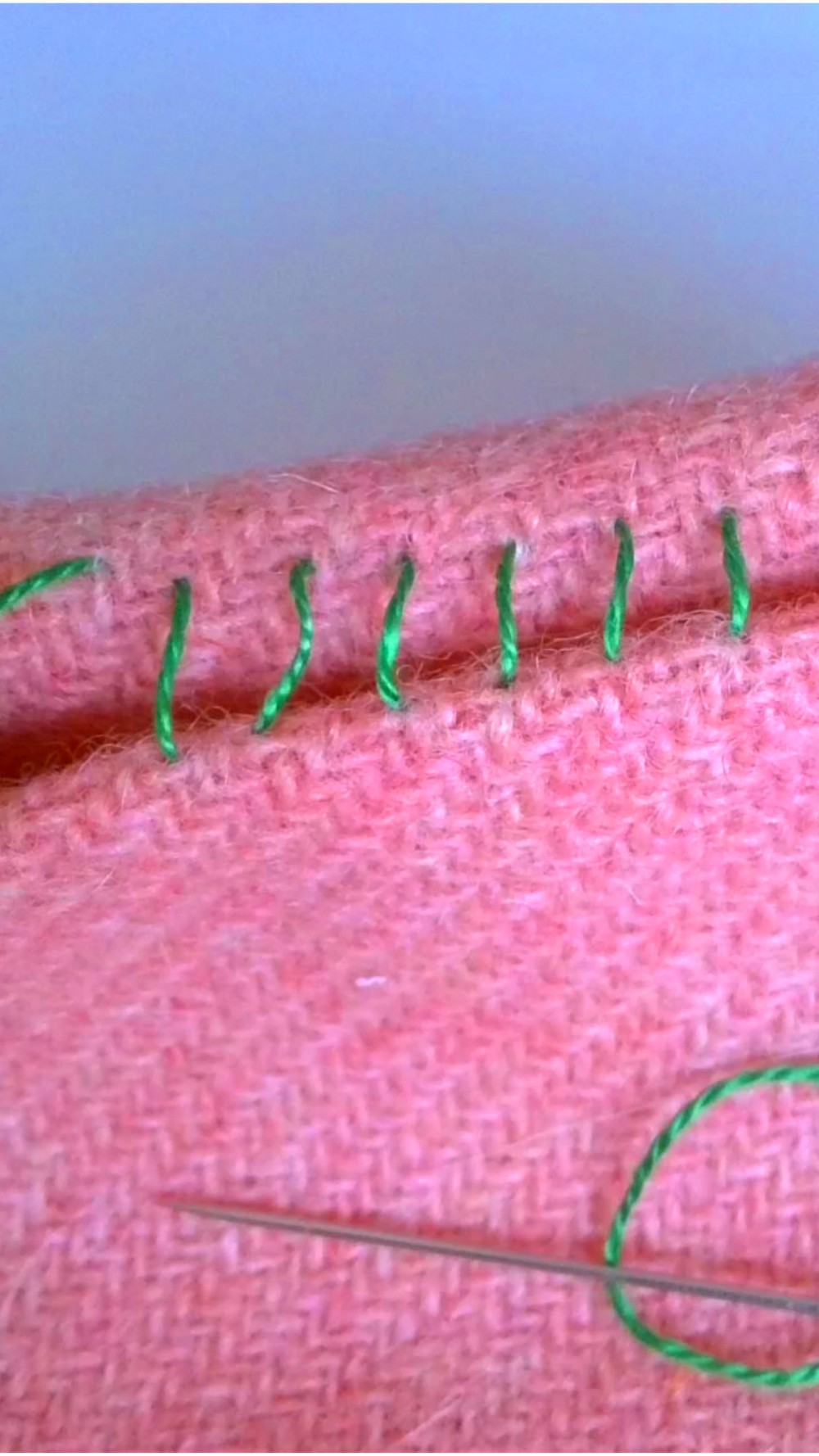 Invisible stitch by hand 