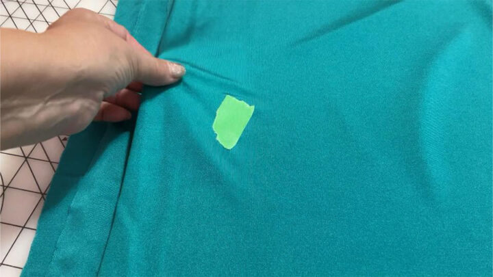 marking the right side of fabric with painter's tape