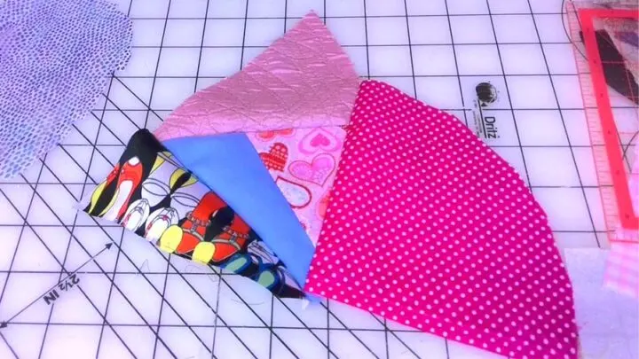 sewing scrap fabric for a needle book