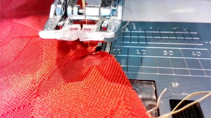 sewing machine "chewing" knit fabric at the beginning of sewing