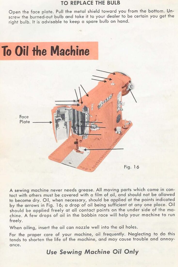 page from old sewing machine manual
