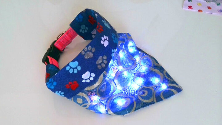 over the collar dog bandana with lights inside