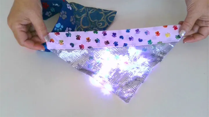 over the collar dog bandana with lights inside for Lola