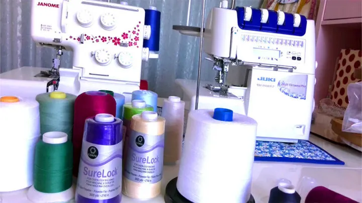 serger threads in my sewing room