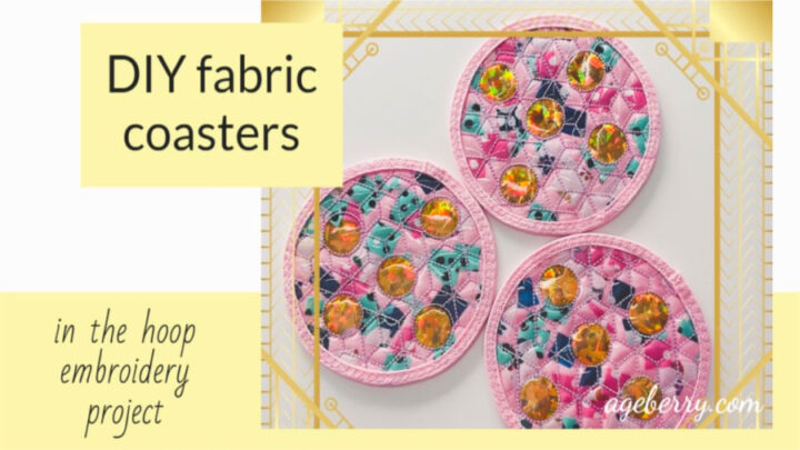 DIY fabric coasters in the hoop embroidery design