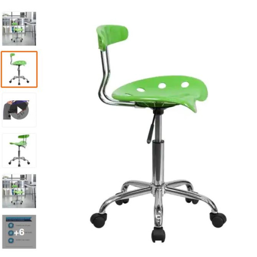 Flash Furniture Vibrant Apple Green and Chrome Task Chair with Tractor Seat