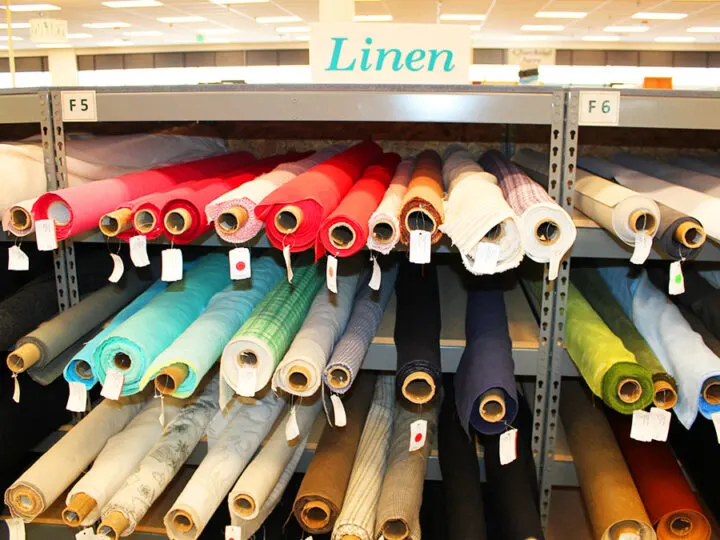 rolls of fabric, 100% linen