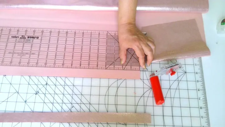 Cut 2 strips of interfacing to make the embellishment fabric stiffer.