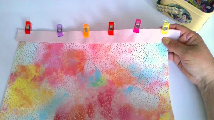 Use sewing clips to secure the strips.