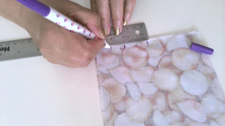 sewing the top of the drawstring bag