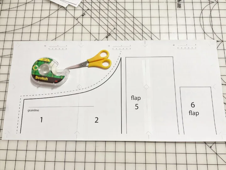 Line up the pattern lines. Tape together