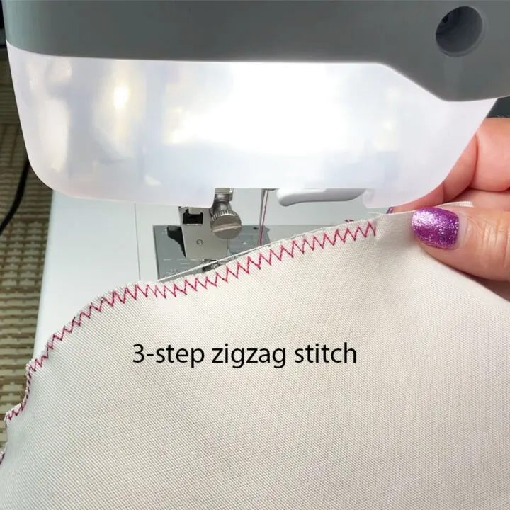 stop fraying with 3-step zigzag stitch