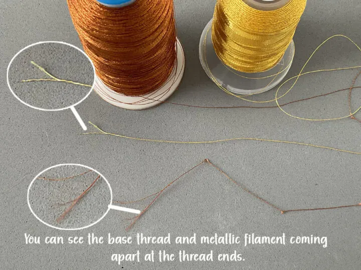 wrapped thread that has metallic filament